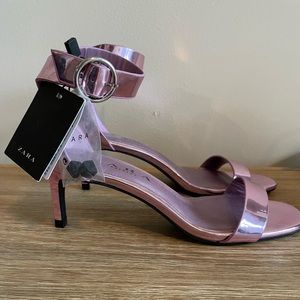 Metallic pink Zara strappy sandal